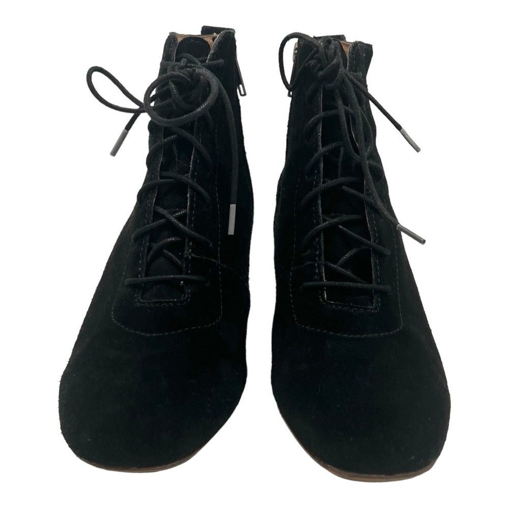 Madewell Emilia Black Suede Lace Up Block Heeled Casual Booties Women’s 8.5 - Picture 3 of 13